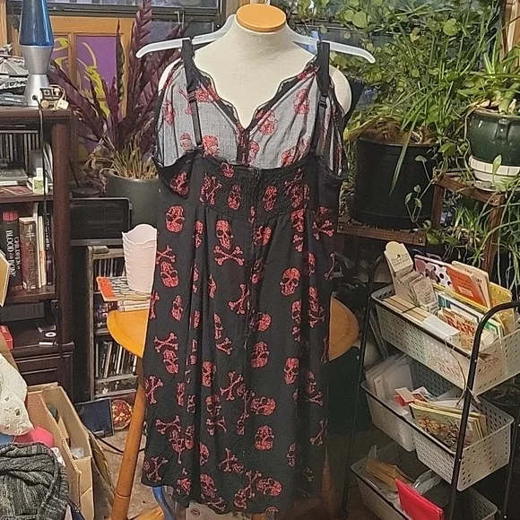 Tripp red skull baby doll dress - Picture 2 of 5
